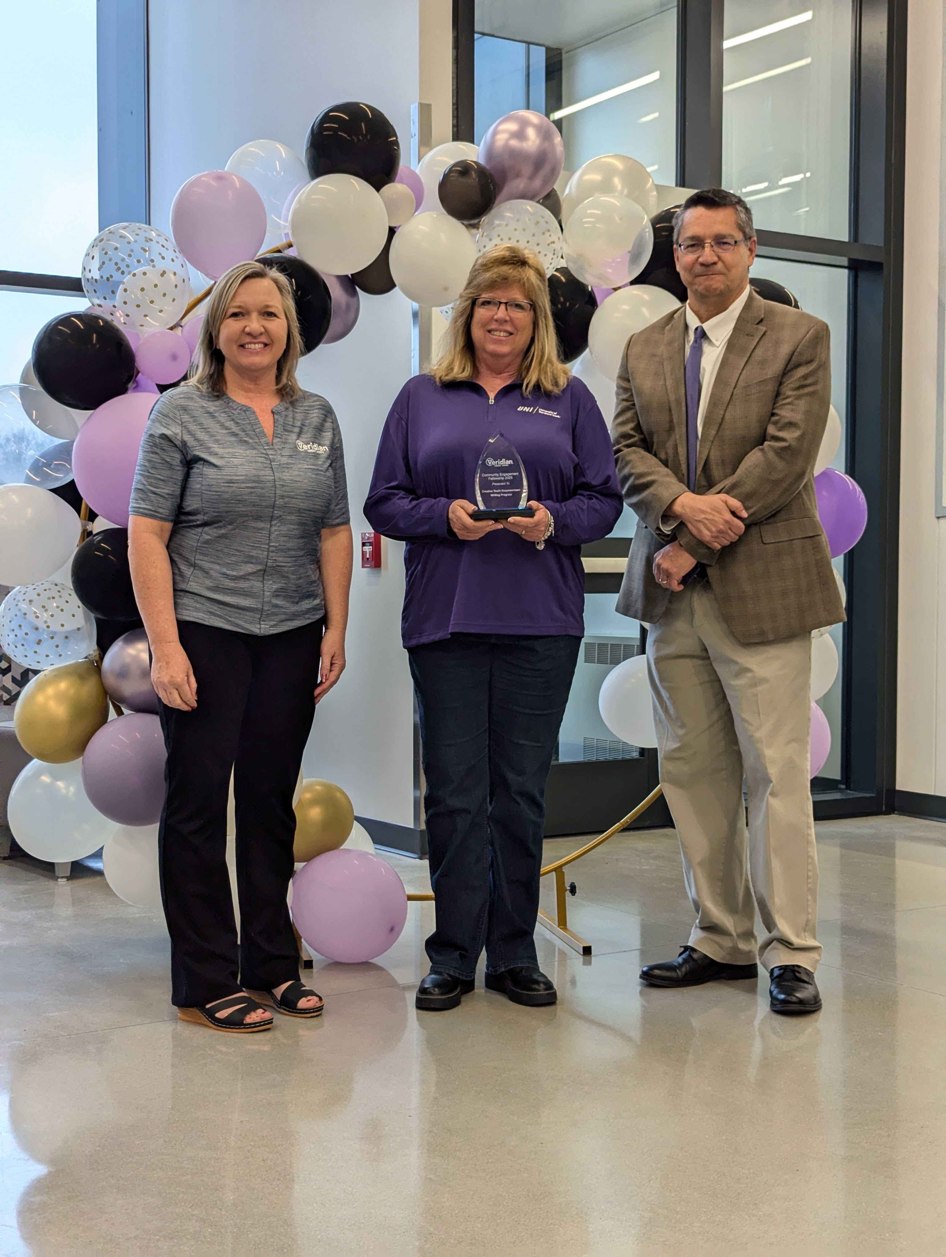 Veridian Awardee w/ Julie Gage and Provost Herrera
